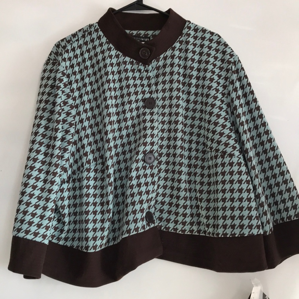 NWT Macy’s madison Leigh houndstooth coat Sz 22W
